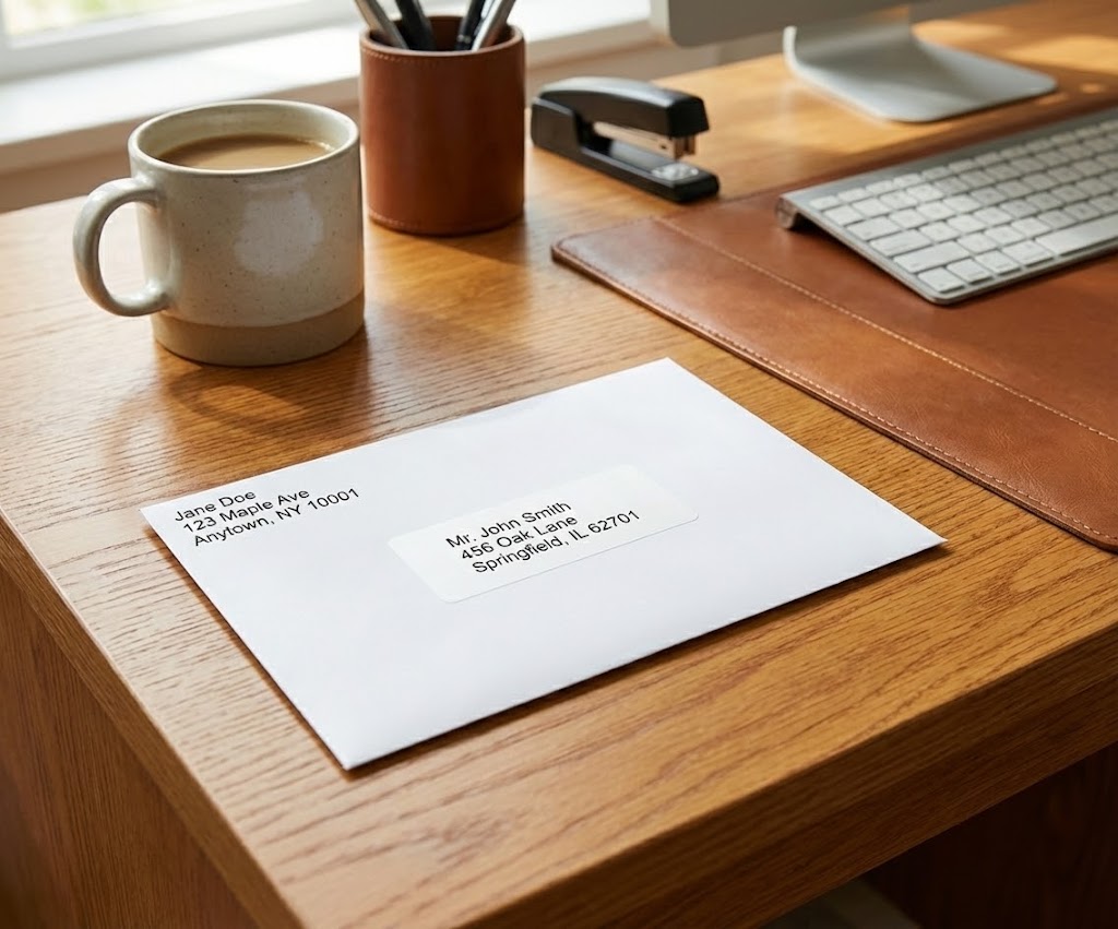 Application envelope on an office desk